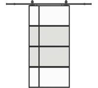 vidaXL Porte coulissante avec ferrure noire 102,5x205 cm verre trempé