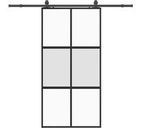 Porte coulissante kit quincaillerie noir 76x205 cm verre trempé vidaXL