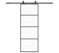 vidaXL Porte coulissante avec ferrure noire 76x205 cm verre ESG