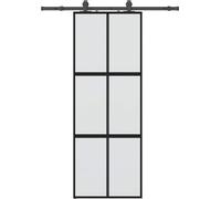 vidaXL Porte coulissante avec ferrure noire 76x205 cm verre trempé