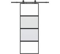 vidaXL Porte coulissante avec ferrure noire 76x205 cm verre trempé