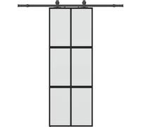 vidaXL Porte coulissante avec ferrure noire 76x205 cm verre trempé