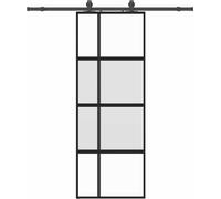 vidaXL Porte coulissante avec ferrure noire 76x205 cm verre trempé