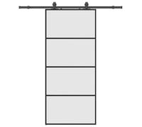 vidaXL Porte coulissante avec ferrure noire 90x205 cm verre ESG