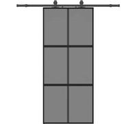 vidaXL Porte coulissante avec ferrure noire 90x205 cm verre trempé