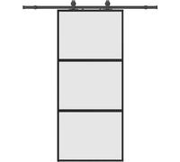 vidaXL Porte coulissante avec ferrure noire 90x205 cm verre trempé