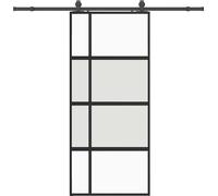 vidaXL Porte coulissante avec ferrure noire 90x205 cm verre trempé