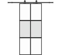 vidaXL Porte coulissante avec ferrure noire 90x205 cm verre trempé