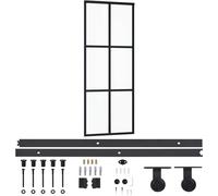 vidaXL Porte coulissante avec ferrure verre ESG & aluminium 76x205 cm