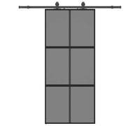 vidaXL Porte coulissante avec ferrure noire 90x205 cm verre trempé