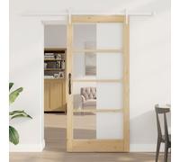 vidaXL Porte Coulissante avec Kit Quincaillerie 93x202 cm Bois Massif Pin, vidaXL Porte Intérieure avec Verre 'ORKDAL'93x202x4 cm Bois Massif Pin