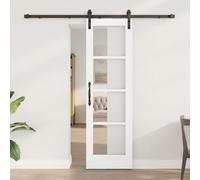 vidaXL Porte Coulissante avec Kit Quincaillerie ""ORKDAL"" Bois Massif Blanc & Verre, vidaXL Porte Intérieure avec Verre ""ORKDAL"" Blanche 61 x 198.5 x 4 cm