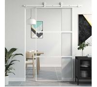 vidaXL Porte coulissante 155206 102,5x205 cm verre trempé aluminium blanche