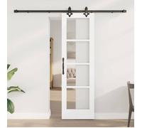 Porte coulissante vidaXL blanche 61 x 198,5 cm en pin massif et verre