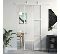 vidaXL Porte coulissante blanche 76x205 cm verre trempé aluminium