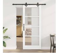 Porte coulissante vidaXL blanche 83 x 202 cm en pin massif et verre