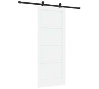 vidaXL Porte coulissante blanche et noire 83 x 202 cm Bois de pin massif