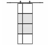 vidaXL Porte coulissante 76x205 cm verre trempé ferrure noire – kit quincaillerie