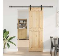 vidaXL Porte coulissante NARVIK Naturel et noir 70 x 210 cm (213,5 cm) 3445305
