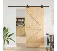 vidaXL Porte coulissante NARVIK Naturel et noir 80 x 210 cm (213,5 cm)