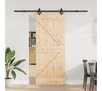 vidaXL Porte coulissante NARVIK Naturel et noir 85 x 210 cm (213,5 cm)