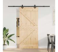 vidaXL Porte coulissante NARVIK Naturel et noir 95 x 210 cm (213,5 cm)