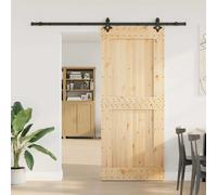 vidaXL Porte coulissante NARVIK Naturel et noir 95 x 210 cm (213,5 cm)