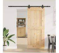 Porte coulissante vidaXL NARVIK, finition naturelle et noire, 95 x 210 cm (213,5 cm)