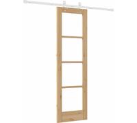 Porte coulissante vidaXL, 61 x 198,5 cm, en bois massif de pin et en verre, finition naturelle