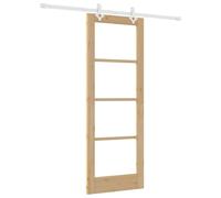 Porte coulissante vidaXL, finition naturelle, 73,5 x 198,5 cm, en pin massif et verre