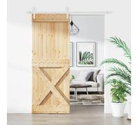 vidaXL Porte coulissante Naturel et Blanc 80 x 210 cm