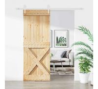 vidaXL Porte coulissante Naturel et Blanc 80 x 210 cm