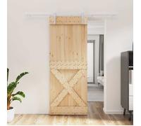 Porte coulissante vidaXL, finition naturelle et blanche, 80 x 210 cm, pin massif