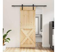 vidaXL Porte coulissante Naturel et noir 80 x 210 cm