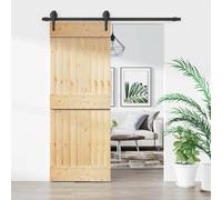 vidaXL Porte coulissante Naturel et noir 80 x 210 cm