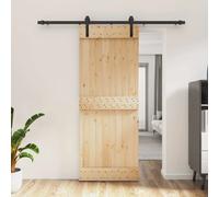 vidaXL Porte coulissante Naturel et noir 80 x 210 cm