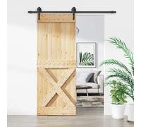 vidaXL Porte coulissante Naturel et noir 80 x 210 cm