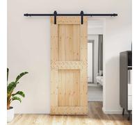 vidaXL Porte coulissante Naturel et noir 80 x 210 cm