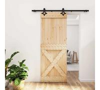 vidaXL Porte coulissante Naturel et noir 80 x 210 cm