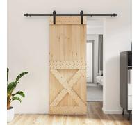 vidaXL Porte coulissante Naturel et noir 80 x 210 cm