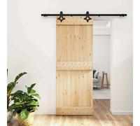 vidaXL Porte coulissante Naturel et noir 80 x 210 cm