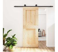 Porte coulissante vidaXL, finition naturelle et noire, 80 x 210 cm, pin massif