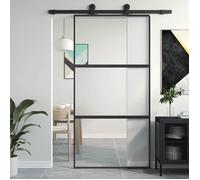 vidaXL Porte coulissante 102,5x205 cm verre trempé aluminium noire