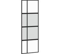 vidaXL Porte coulissante noire 76x205 cm verre trempé et aluminium