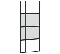 vidaXL Porte coulissante noire 90x205 cm verre trempé et aluminium