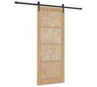 vidaXL Porte coulissante ORKDAL, 86 x 211 cm, en bois massif de pin, finition naturelle