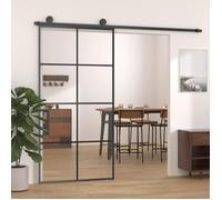 vidaXL Porte coulissante noire 102,5x205 cm verre ESG et aluminium