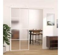 vidaXL Porte coulissante verre ESG mat et aluminium 90x205 cm blanc