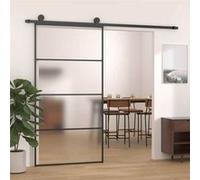 vidaXL Porte coulissante 151663 verre ESG dépoli aluminium mat 102,5x205 cm noir