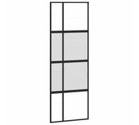 vidaXL Porte coulissante noire 76x205 cm verre trempé et aluminium